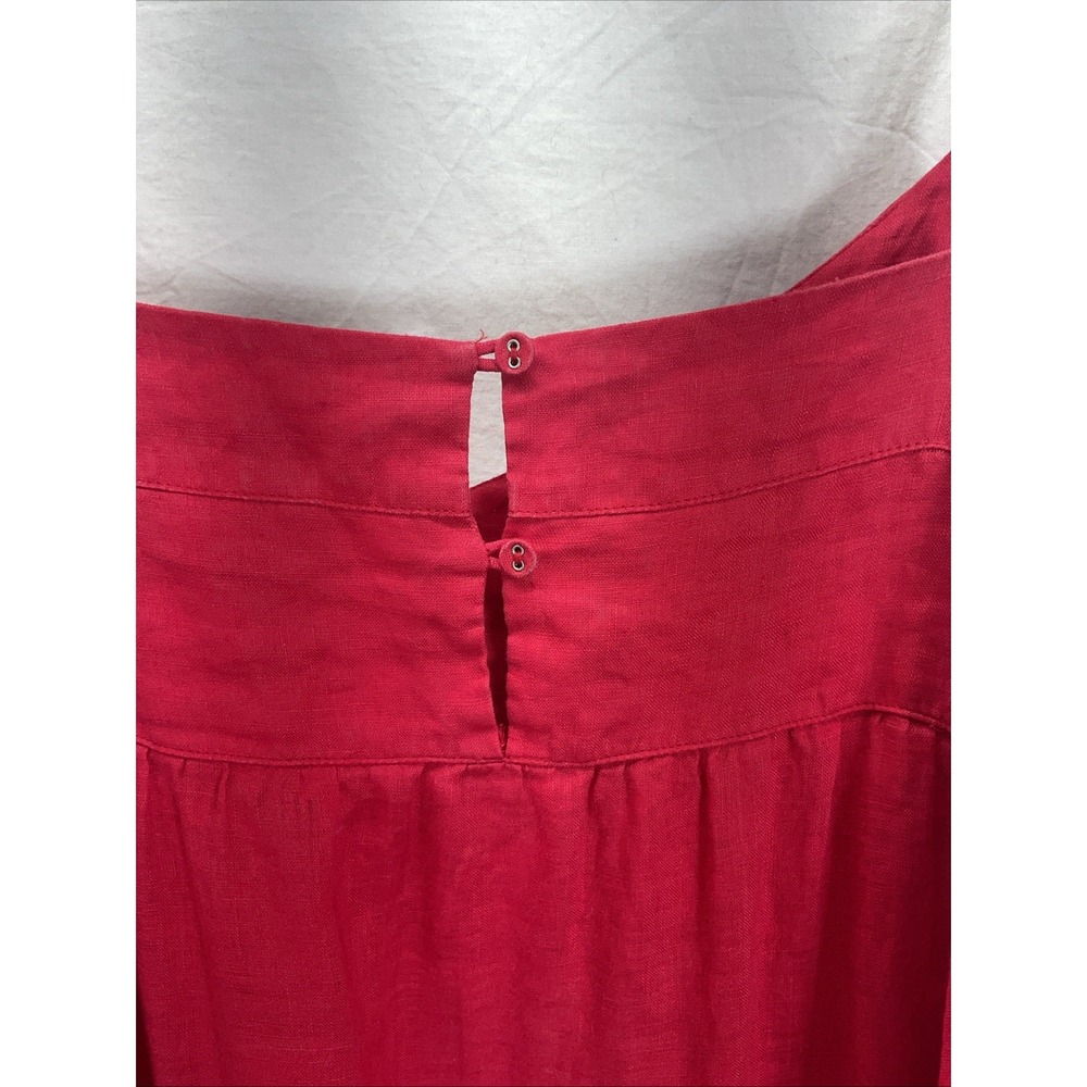 Johnny Was Calme Red coral 100% Linen‎ Ruffle Tiered mid sun Dress Size XL - Picture 4 of 10